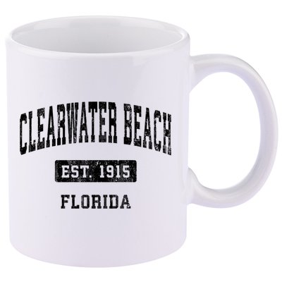 Clearwater Beach Florida Fl Vintage Sports Established 11oz C Handle Ceramic Mug