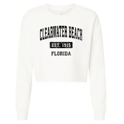 Clearwater Beach Florida Fl Vintage Sports Established Cropped Pullover Crew