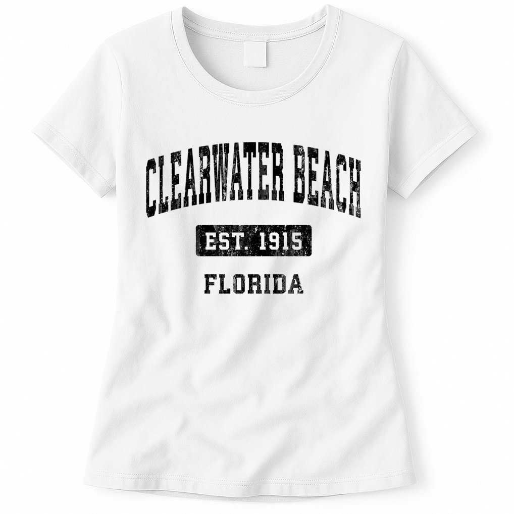 Clearwater Beach Florida Fl Vintage Sports Established Womens T-Shirt