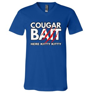 Cougar Bait Funny Halloween Costume Older Woman Younger Man V-Neck T-Shirt