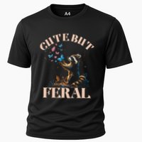 Cute But Feral Funny Raccoon Catching Butterfly Summer Gift Cooling Performance Crew T-Shirt