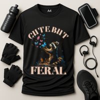 Cute But Feral Funny Raccoon Catching Butterfly Summer Gift Cooling Performance Crew T-Shirt