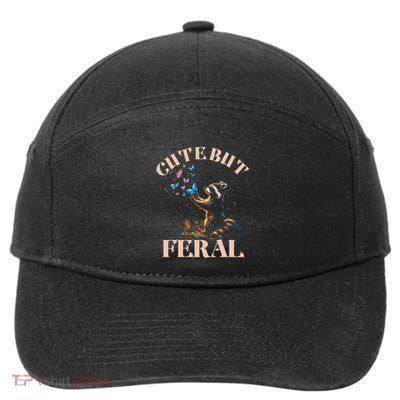 Cute But Feral Funny Raccoon Catching Butterfly Summer Gift 7-Panel Snapback Hat