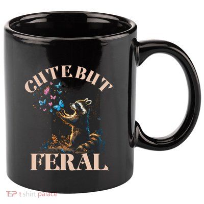 Cute But Feral Funny Raccoon Catching Butterfly Summer Gift 11oz C Handle Ceramic Mug