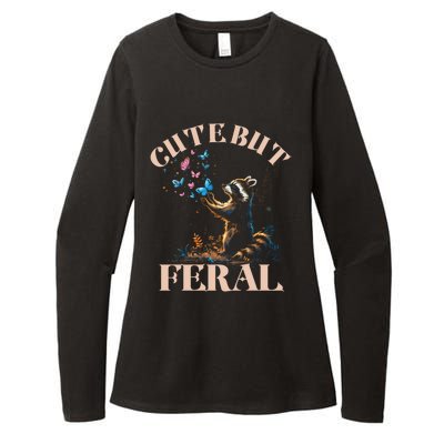 Cute But Feral Funny Raccoon Catching Butterfly Summer Gift Womens CVC Long Sleeve Shirt