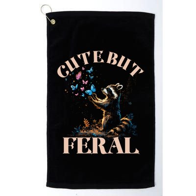Cute But Feral Funny Raccoon Catching Butterfly Summer Gift Golf Towel