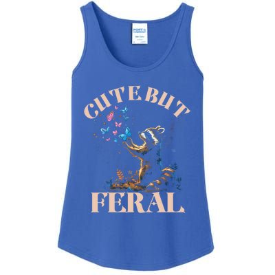 Cute But Feral Funny Raccoon Catching Butterfly Summer Gift Ladies Essential Tank