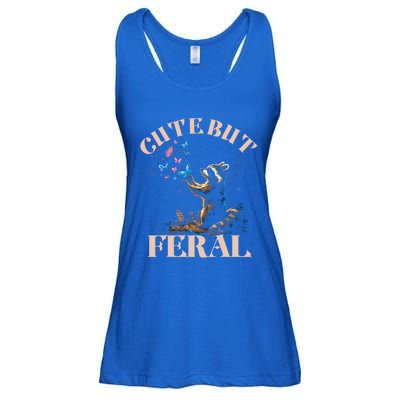 Cute But Feral Funny Raccoon Catching Butterfly Summer Gift Ladies Essential Flowy Tank