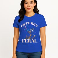 Cute But Feral Funny Raccoon Catching Butterfly Summer Gift Womens T-Shirt