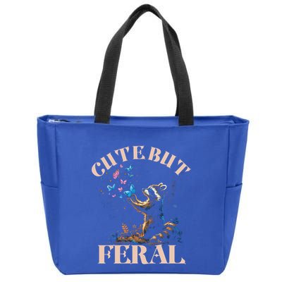 Cute But Feral Funny Raccoon Catching Butterfly Summer Gift Zip Tote Bag