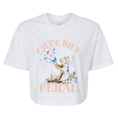 Cute But Feral Funny Raccoon Catching Butterfly Summer Gift Bella+Canvas Jersey Crop Tee