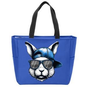 Cool Bunny Face Happy Easter Zip Tote Bag