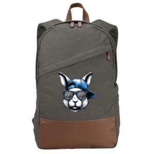 Cool Bunny Face Happy Easter Cotton Canvas Backpack