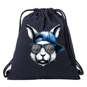 Cool Bunny Face Happy Easter Drawstring Bag