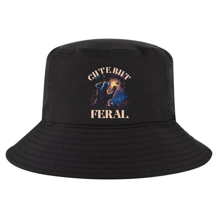 Cute But Feral Funny Raccoon Catching Butterfly Summer Great Gift Cool Comfort Performance Bucket Hat