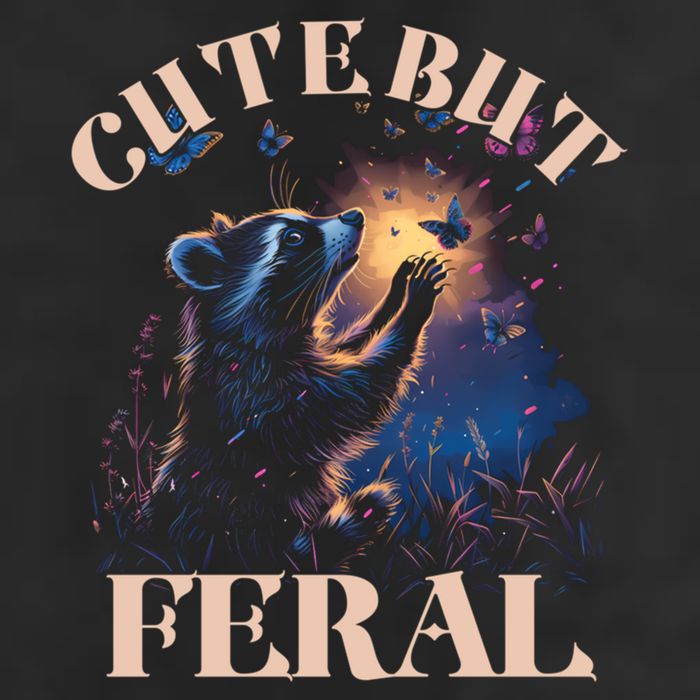 Cute But Feral Funny Raccoon Catching Butterfly Summer Great Gift Cool Comfort Performance Bucket Hat
