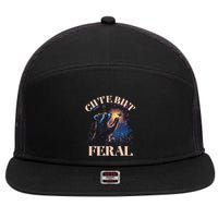 Cute But Feral Funny Raccoon Catching Butterfly Summer Great Gift 7 Panel Mesh Trucker Snapback Hat