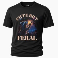 Cute But Feral Funny Raccoon Catching Butterfly Summer Great Gift Cooling Performance Crew T-Shirt