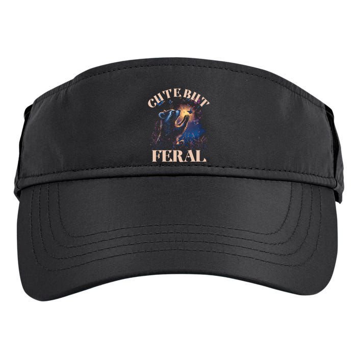 Cute But Feral Funny Raccoon Catching Butterfly Summer Great Gift Adult Drive Performance Visor