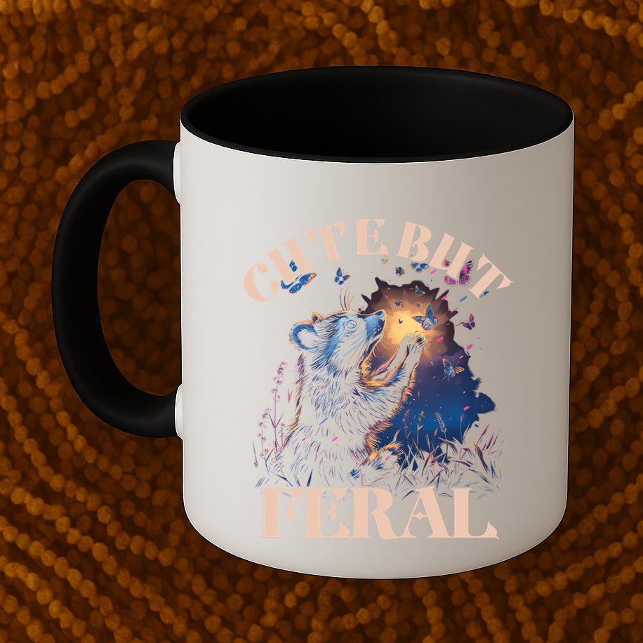 Cute But Feral Funny Raccoon Catching Butterfly Summer Great Gift Mug