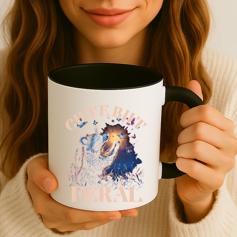 Cute But Feral Funny Raccoon Catching Butterfly Summer Great Gift Mug