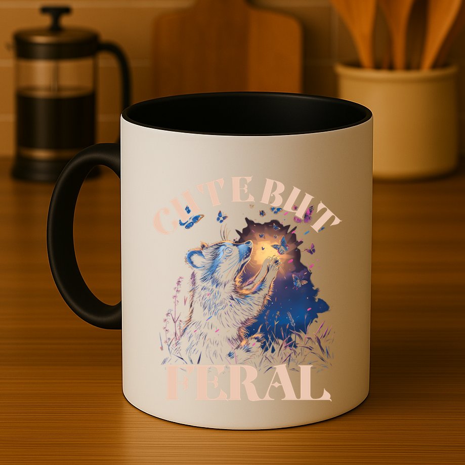 Cute But Feral Funny Raccoon Catching Butterfly Summer Great Gift Mug