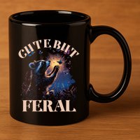 Cute But Feral Funny Raccoon Catching Butterfly Summer Great Gift 11oz C Handle Ceramic Mug