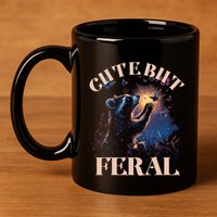 Cute But Feral Funny Raccoon Catching Butterfly Summer Great Gift 11oz C Handle Ceramic Mug