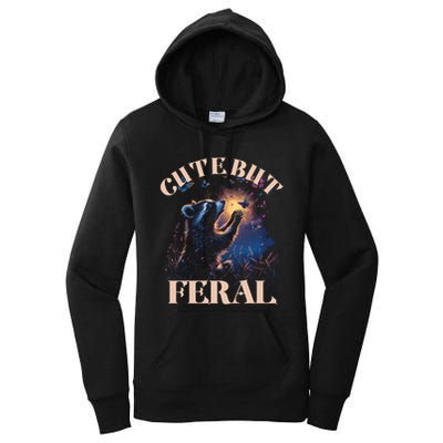 Cute But Feral Funny Raccoon Catching Butterfly Summer Great Gift Women's Pullover Hoodie
