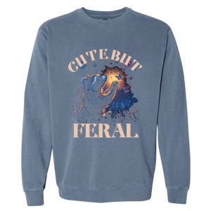 Cute But Feral Funny Raccoon Catching Butterfly Summer Great Gift Garment-Dyed Sweatshirt