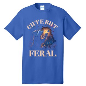 Cute But Feral Funny Raccoon Catching Butterfly Summer Great Gift Tall T-Shirt