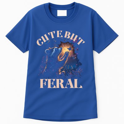 Cute But Feral Funny Raccoon Catching Butterfly Summer Great Gift Tall T-Shirt