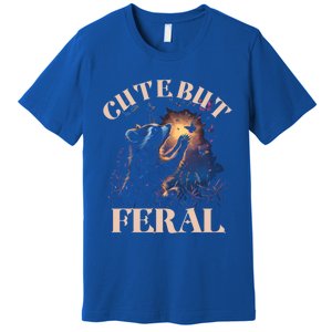 Cute But Feral Funny Raccoon Catching Butterfly Summer Great Gift Premium T-Shirt