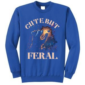 Cute But Feral Funny Raccoon Catching Butterfly Summer Great Gift Tall Sweatshirt