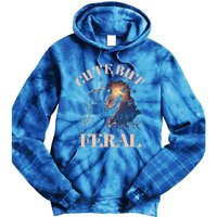 Cute But Feral Funny Raccoon Catching Butterfly Summer Great Gift Tie Dye Hoodie