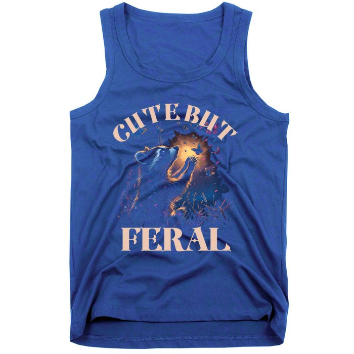 Cute But Feral Funny Raccoon Catching Butterfly Summer Great Gift Tank Top