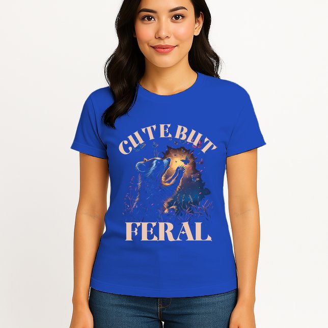 Cute But Feral Funny Raccoon Catching Butterfly Summer Great Gift Womens T-Shirt