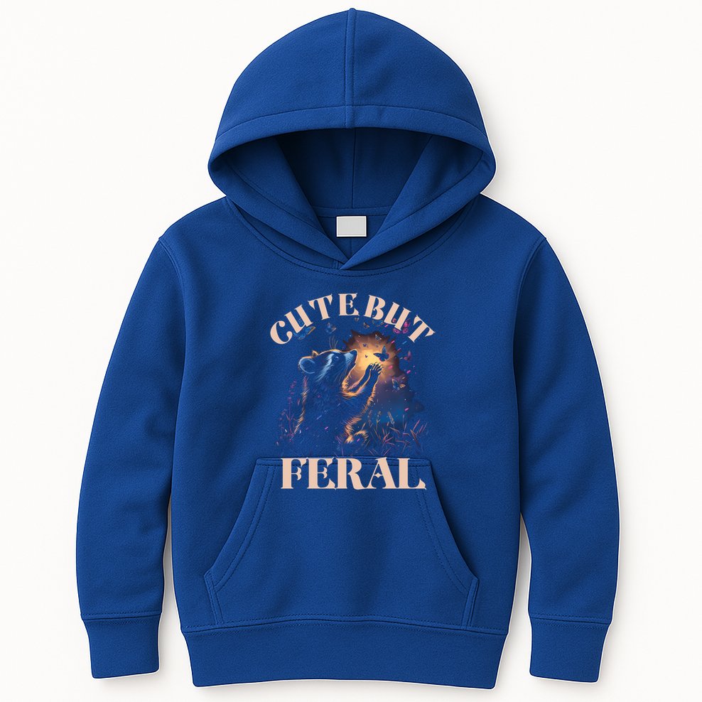 Cute But Feral Funny Raccoon Catching Butterfly Summer Great Gift Kids Hoodie
