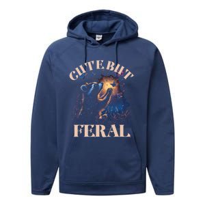 Cute But Feral Funny Raccoon Catching Butterfly Summer Great Gift Performance Fleece Hoodie