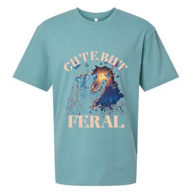 Cute But Feral Funny Raccoon Catching Butterfly Summer Great Gift Sueded Cloud Jersey T-Shirt
