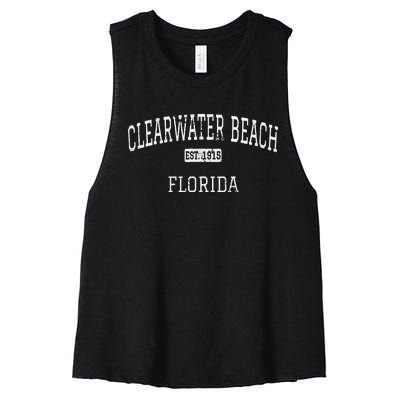 Clearwater Beach Florida FL Vintage Women's Racerback Cropped Tank