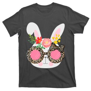 Cute Bunny Face Leopard Glasses Easter For Women Teen T-Shirt