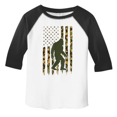 Camo Big Foot Sasquatch Vintage Bigfoot American Flag Toddler Fine Jersey T-Shirt