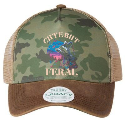 Cute But Feral Funny Raccoon Catching Butterfly Summer Gift Legacy Tie Dye Trucker Hat