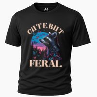 Cute But Feral Funny Raccoon Catching Butterfly Summer Gift Cooling Performance Crew T-Shirt