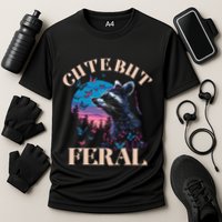 Cute But Feral Funny Raccoon Catching Butterfly Summer Gift Cooling Performance Crew T-Shirt