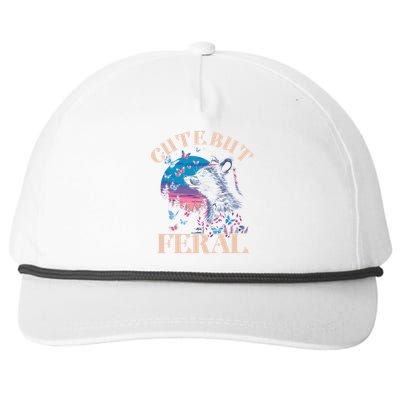 Cute But Feral Funny Raccoon Catching Butterfly Summer Gift Snapback Five-Panel Rope Hat