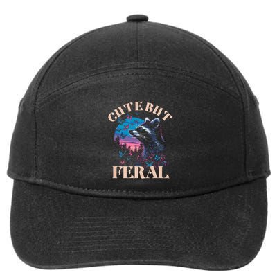 Cute But Feral Funny Raccoon Catching Butterfly Summer Gift 7-Panel Snapback Hat