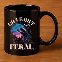 Cute But Feral Funny Raccoon Catching Butterfly Summer Gift 11oz C Handle Ceramic Mug