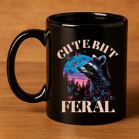 Cute But Feral Funny Raccoon Catching Butterfly Summer Gift 11oz C Handle Ceramic Mug